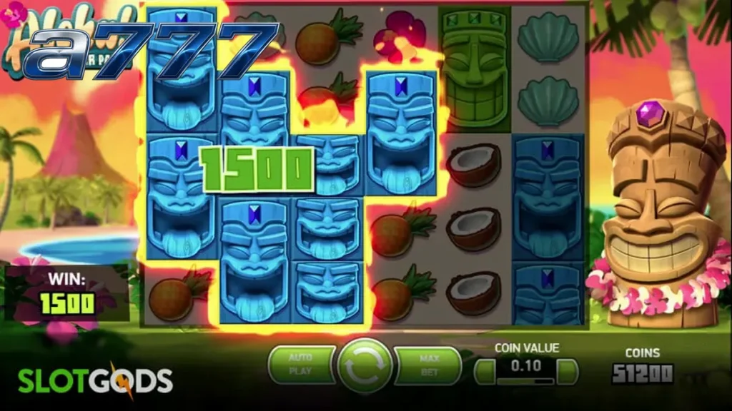 Pemandangan tropis cerah dari permainan slot Aloha! Cluster Pays