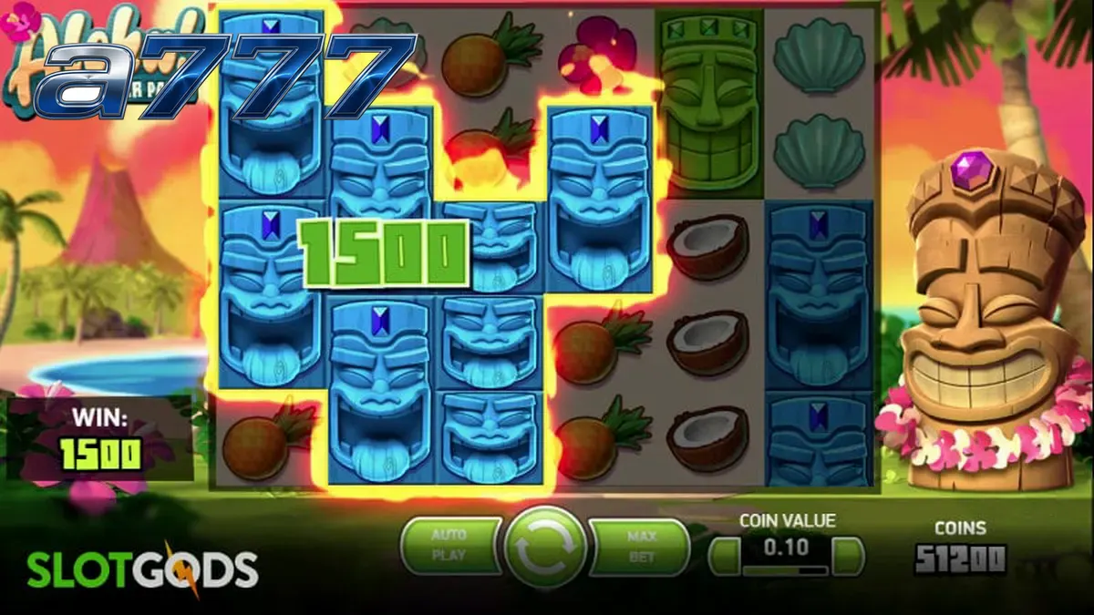 Pemandangan tropis cerah dari permainan slot Aloha! Cluster Pays